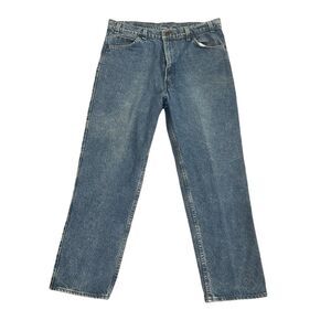 VINTAGE Levis Jeans Mens 36 X 29 Blue Denim Made in USA 80s Grunge Leather Tab